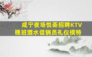 咸宁夜场悦荟招聘KTV晚班酒水促销员礼仪模特